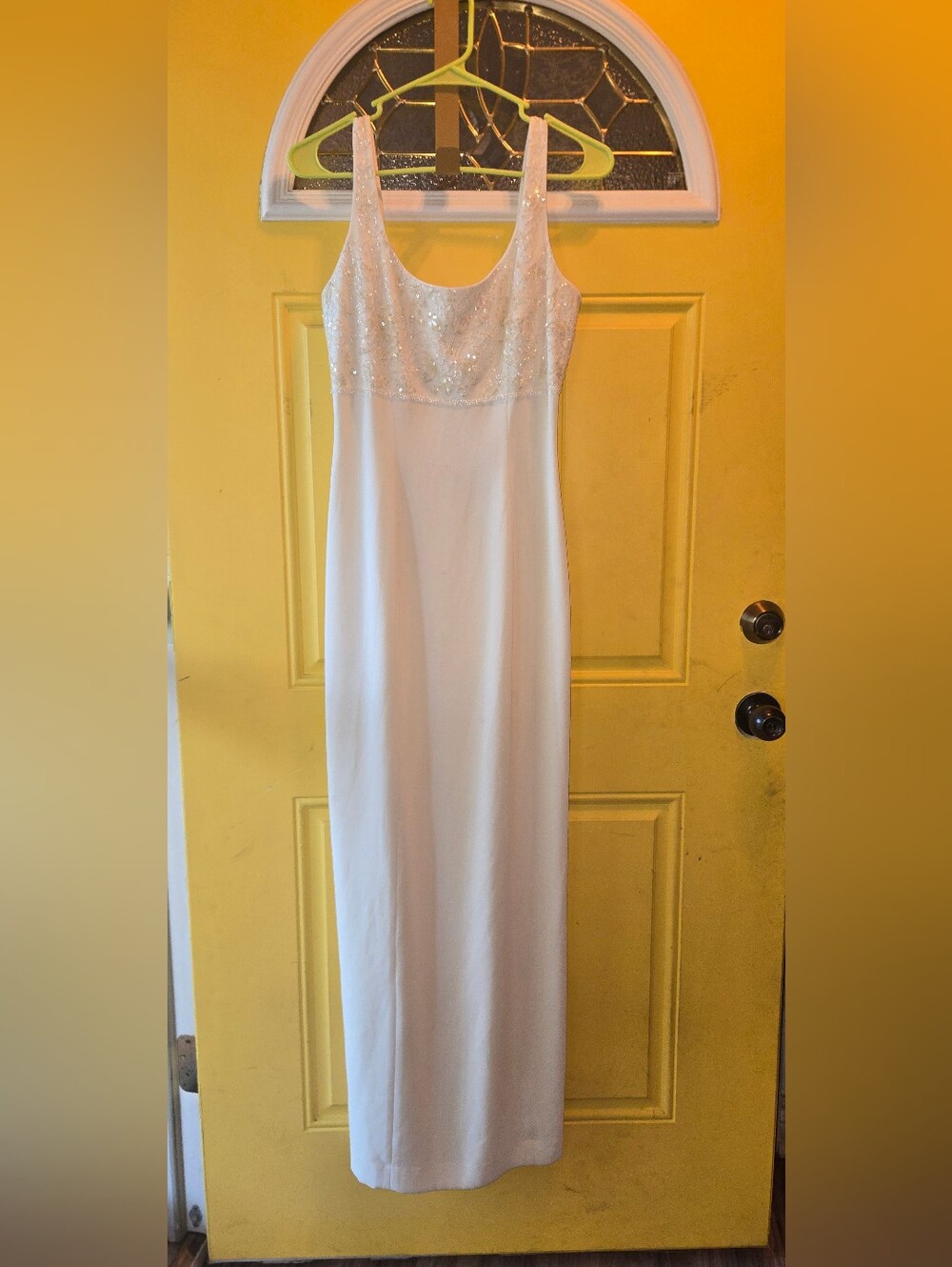 Rimini by Shaw White Beaded Sequin Bodice Maxi Gown